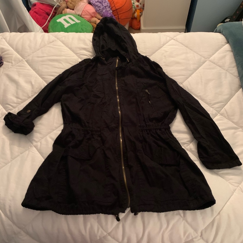 Forever 21 100% Cotton Spring Parka black Small